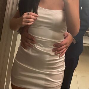 white one shoulder mini dress